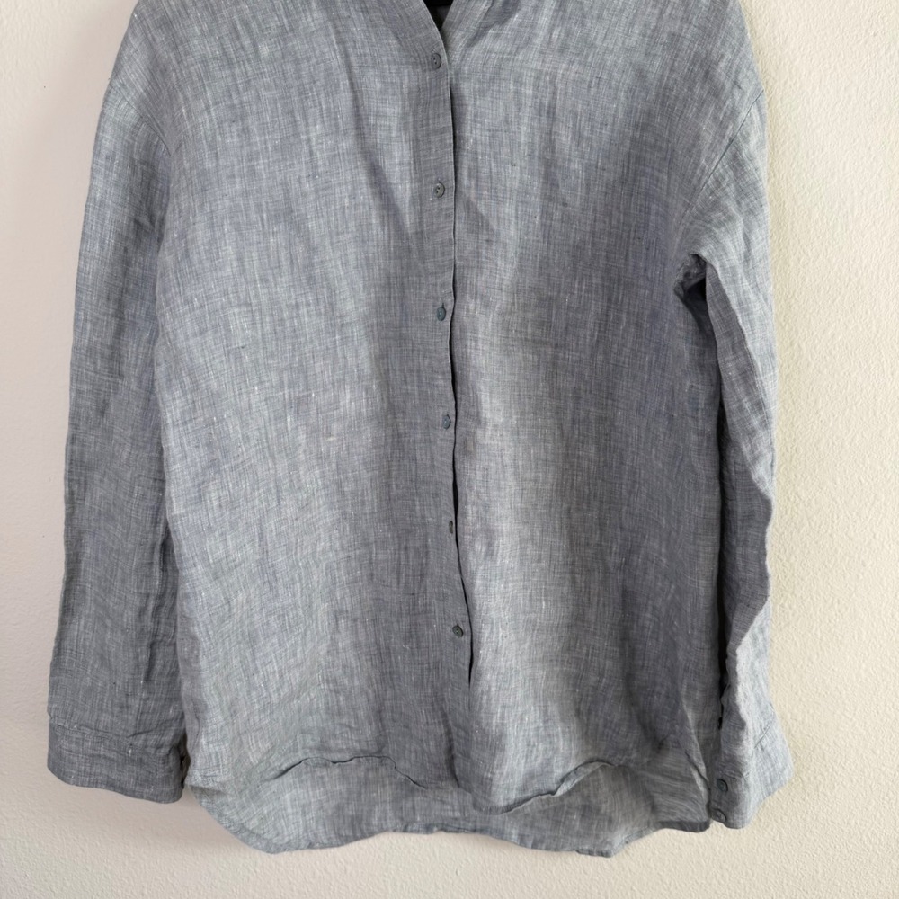 Eileen Fisher Organic Linen Button Down Shirt XS TP Classic Collar Quiet Luxury - Picture 4 of 10